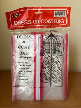 Vintage Victory Dress Garment Bag - Clear with Red Trim 1950s, 1960s, 1970s